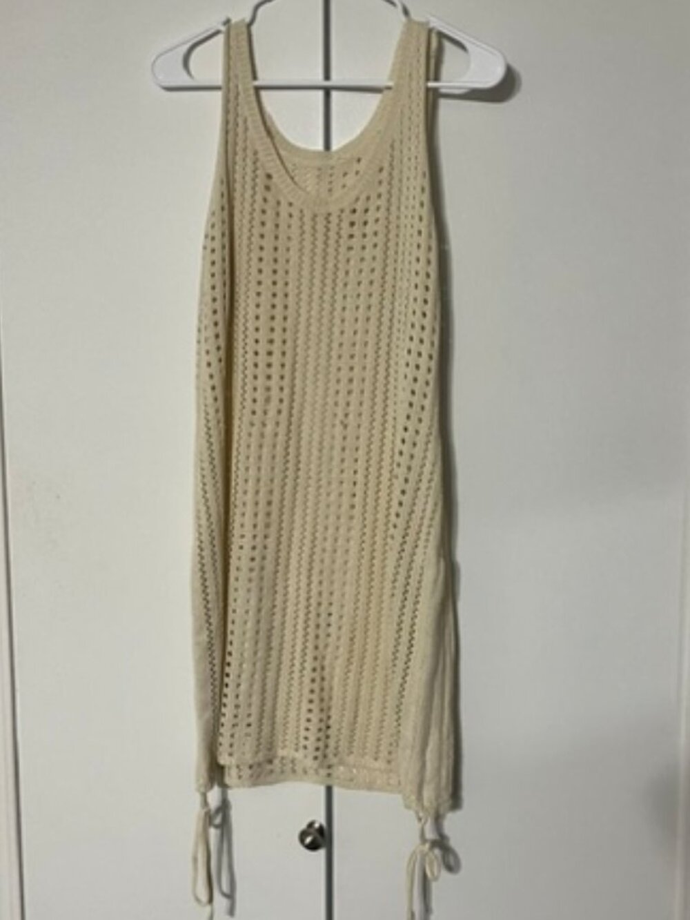 Swimsuit Cover - Scully Ivory Crochet Open Knit  Sleeveless